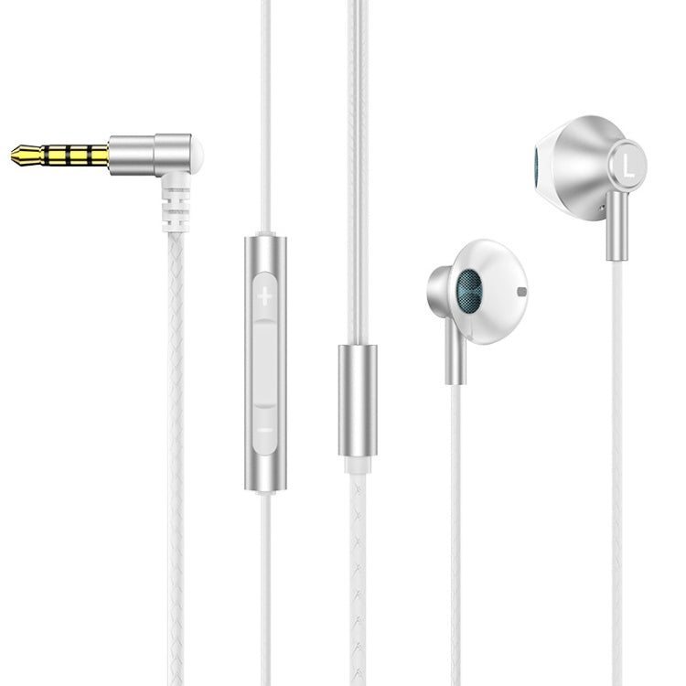 TS6800 3.5mm Metal Elbow Noise Cancelling Wired Game Earphone(Silver Gray) - Normal Style Earphone by buy2fix | Online Shopping UK | buy2fix