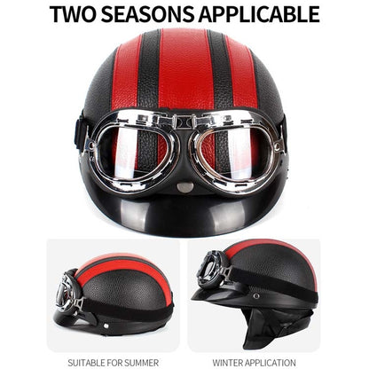 BSDDP A0318 PU Helmet With Goggles, Size: One Size(Black Brown) - In Car by BSDDP | Online Shopping UK | buy2fix