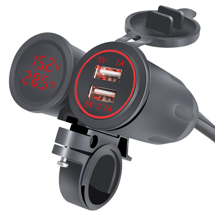 Motorcycle Modified With Bracket Dual USB 3.1A Charging With Temperature Voltage Bracket(Red Light) - In Car by buy2fix | Online Shopping UK | buy2fix