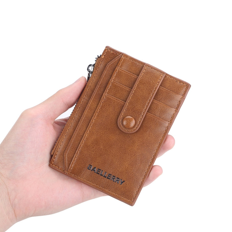 BAELLERRY  K9149  Multi-Card Buckle Zip Coin Pocket Thin Card Holder(Coffee) - Home & Garden by BAELLERRY | Online Shopping UK | buy2fix