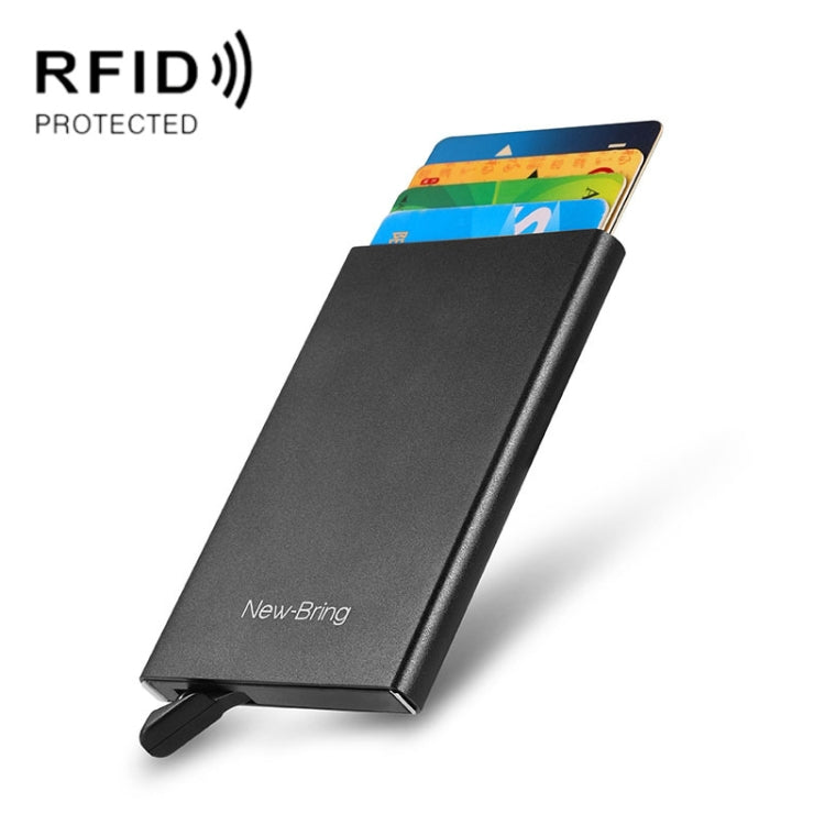 NEWBRING Metal Wallet Automatic Pop-up Anti-degaussing Card Holder, Colour: Black - Antimagnetic RFID Package by NEWBRING | Online Shopping UK | buy2fix