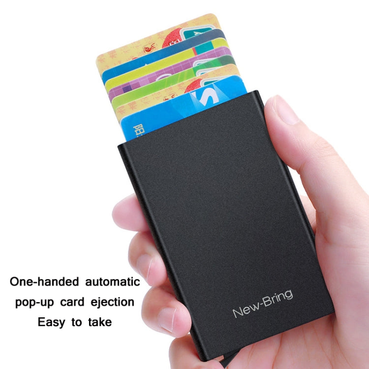 NEWBRING Metal Wallet Automatic Pop-up Anti-degaussing Card Holder, Colour: Black - Antimagnetic RFID Package by NEWBRING | Online Shopping UK | buy2fix