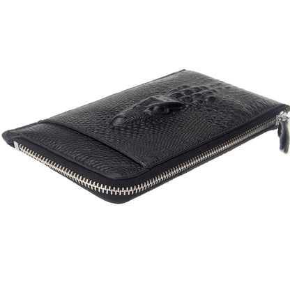 Baellerry Men Long Wallet Crocodile Pattern Zipper Leather Clutch Business Thin Wallet(Black) - Wallets by Baellerry | Online Shopping UK | buy2fix