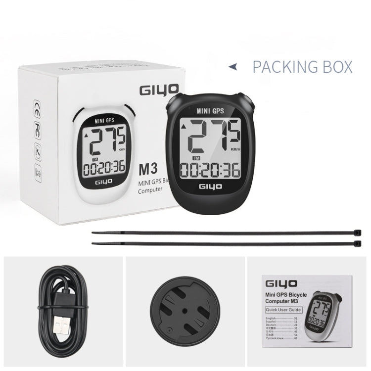 GIYO M3 LCD Display Bike GPS Cycling Computer Wireless Road Bicycle Stopwatch Velocimeter(Black) - Speedometers by GIYO | Online Shopping UK | buy2fix