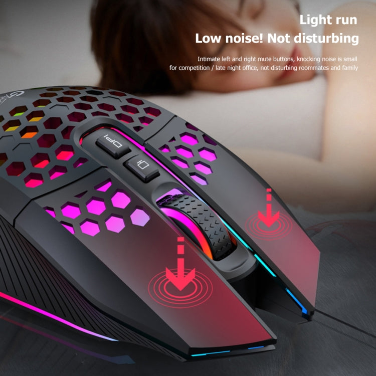 FMOUSE  X801 8 Keys 1600DPI Hollow Luminous Gaming  Office Mouse,Style: Black Wireless Rechargeable - Wireless Mice by FMOUSE | Online Shopping UK | buy2fix