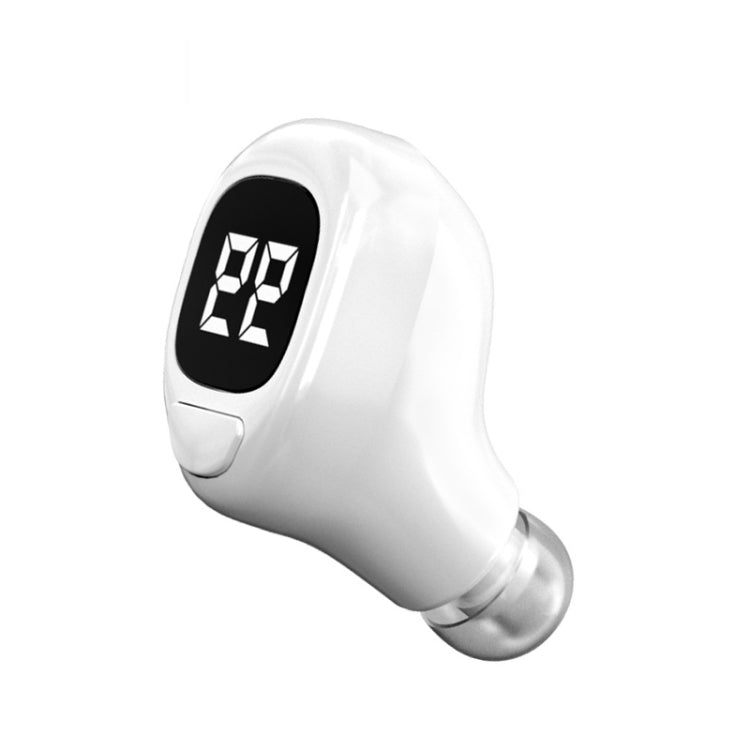 F6 Bluetooth Headset Mini Invisible Ear Business Digital Display Earphone(White) - Bluetooth Earphone by buy2fix | Online Shopping UK | buy2fix