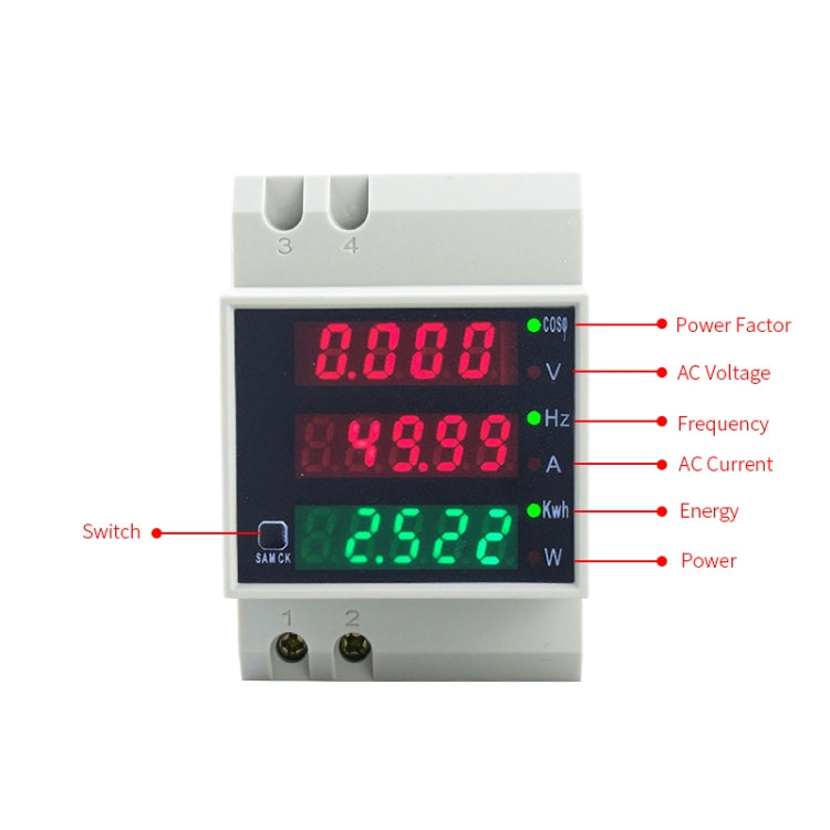 D52-2058 Wattmeter Din rail Volt Current Meter, Specification: AC200-450V Built-in CT - Consumer Electronics by buy2fix | Online Shopping UK | buy2fix