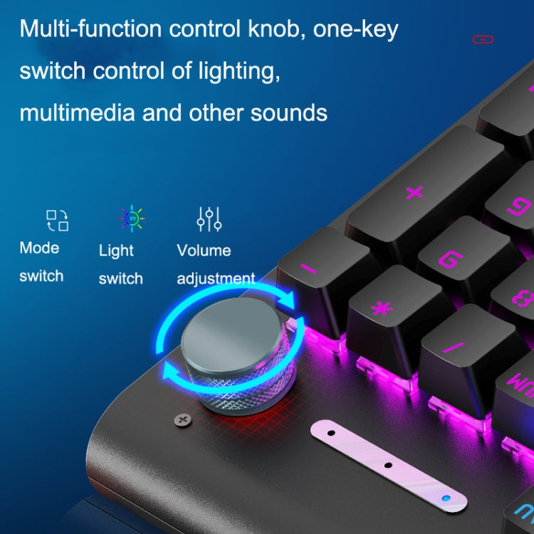 LANGTU K1000 104 Keys Luminous Wired Keyboard, Cable Length: 1.5m(Black Black Shaft Ice Blue Light) - Wired Keyboard by LANGTU | Online Shopping UK | buy2fix