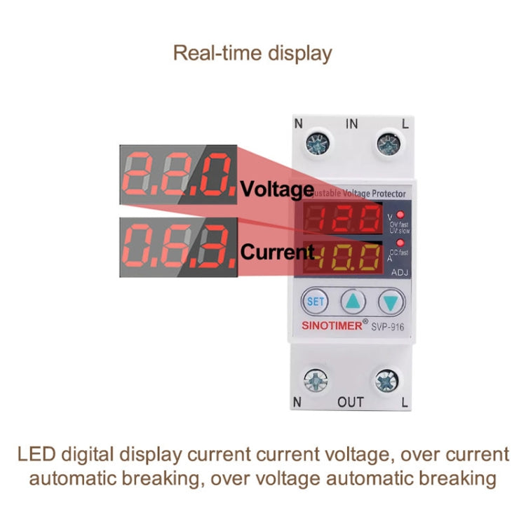 SINOTIMER SVP-916 Adjustable Self-resetting Over-voltage Under-voltage Protector, Current: 40A - Other Tester Tool by SINOTIMER | Online Shopping UK | buy2fix