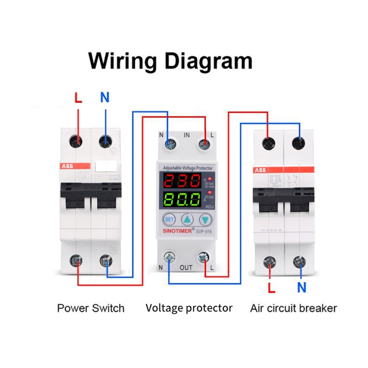 SINOTIMER SVP-916 Adjustable Self-resetting Over-voltage Under-voltage Protector, Current: 40A - Other Tester Tool by SINOTIMER | Online Shopping UK | buy2fix