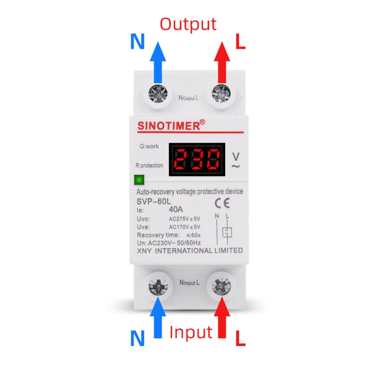 SINOTIMER 220V LED Digital Display Delay Automatic Reset Under-voltage Protector(SVP-60L) - Other Tester Tool by SINOTIMER | Online Shopping UK | buy2fix