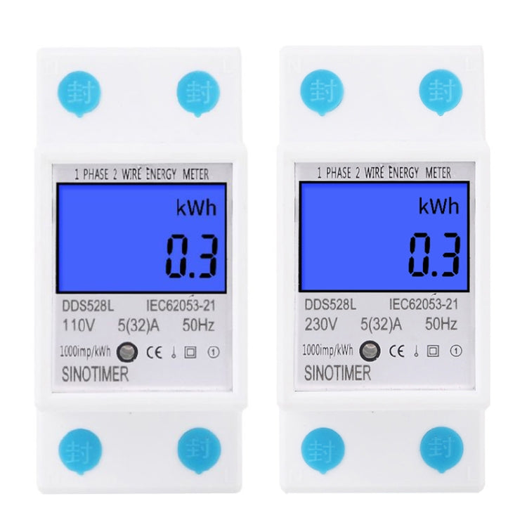 DDS528L Backlight Display Home Single-phase Rail Energy Meter 5-32A(110V 60Hz) - Consumer Electronics by SINOTIMER | Online Shopping UK | buy2fix