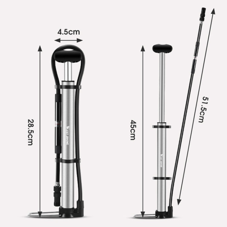 WEST BIKING YP0711122 Portable Bicycle High Pressure Pump(Black) - Bicycle Locks & Bicycle Pumps by WEST BIKING | Online Shopping UK | buy2fix