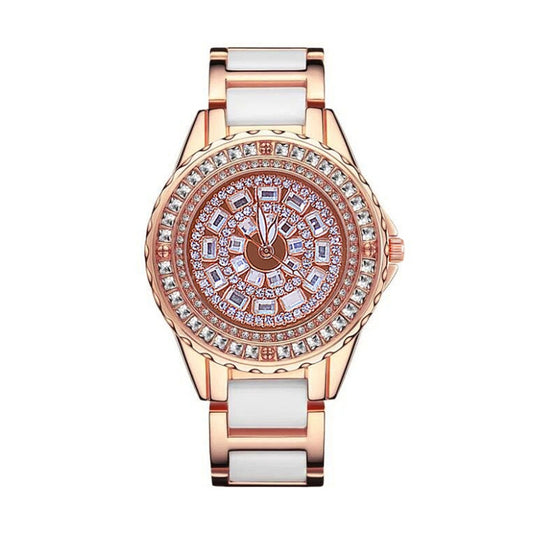 BS Bee Sister FA1490 Ladies Diamond-Set Ceramic Strap Watch(Rose Gold) - Alloy Watches by BS Bee Sister | Online Shopping UK | buy2fix