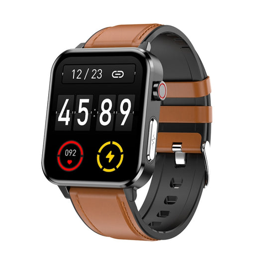 LOANIY E86 1.7 Inch Heart Rate Monitoring Smart Bluetooth Watch, Color: Brown Leather - Smart Wear by LOANIY | Online Shopping UK | buy2fix