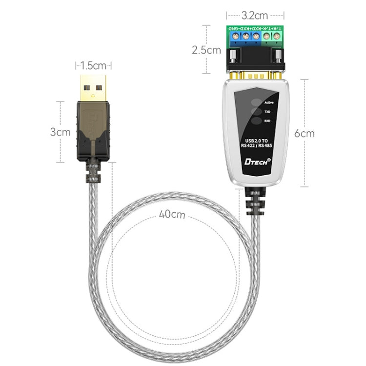 DTECH DT-5119 0.5m USB To RS485/422 Industrial Converter Serial Line Communication Adapter - RS485 / RS232 Series by DTECH | Online Shopping UK | buy2fix