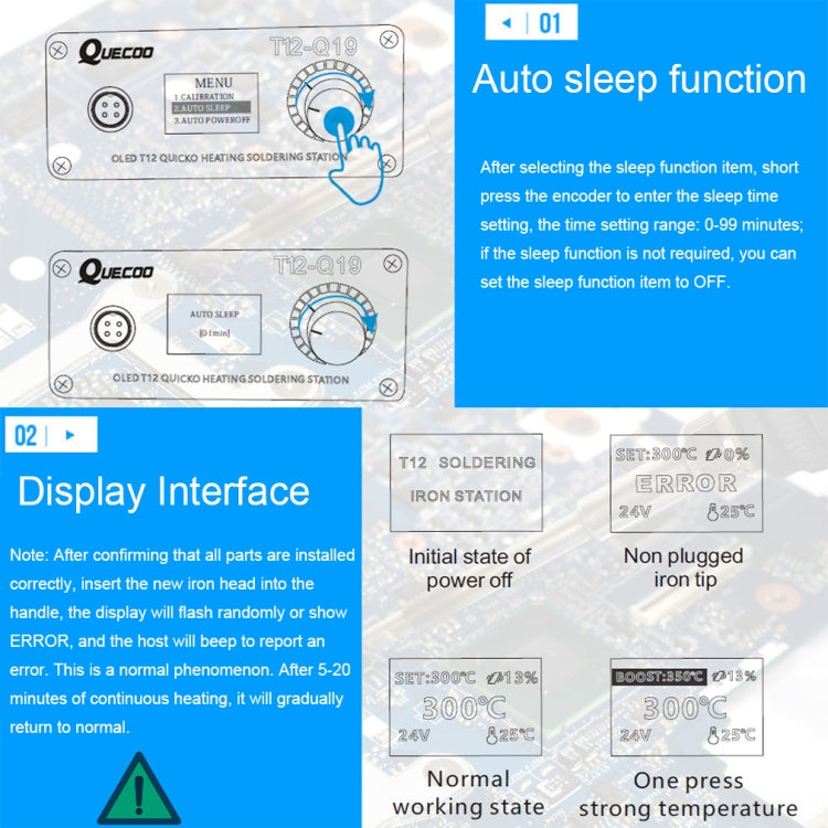 QUECOO 1.3 Inch Display Soldering Station with Handle, Set: US Plug (Q19+P9) - Electric Soldering Iron by QUECOO | Online Shopping UK | buy2fix