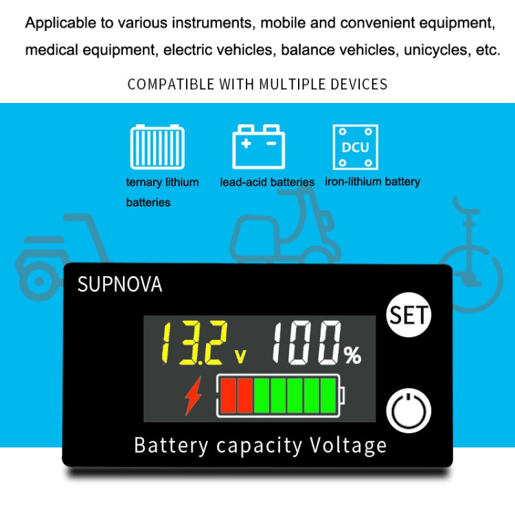 SUPNOVA LCD Color Screen DC Voltmeter Lithium Storage Battery Meter, Style: Ordinary Type - Consumer Electronics by SUPNOVA | Online Shopping UK | buy2fix