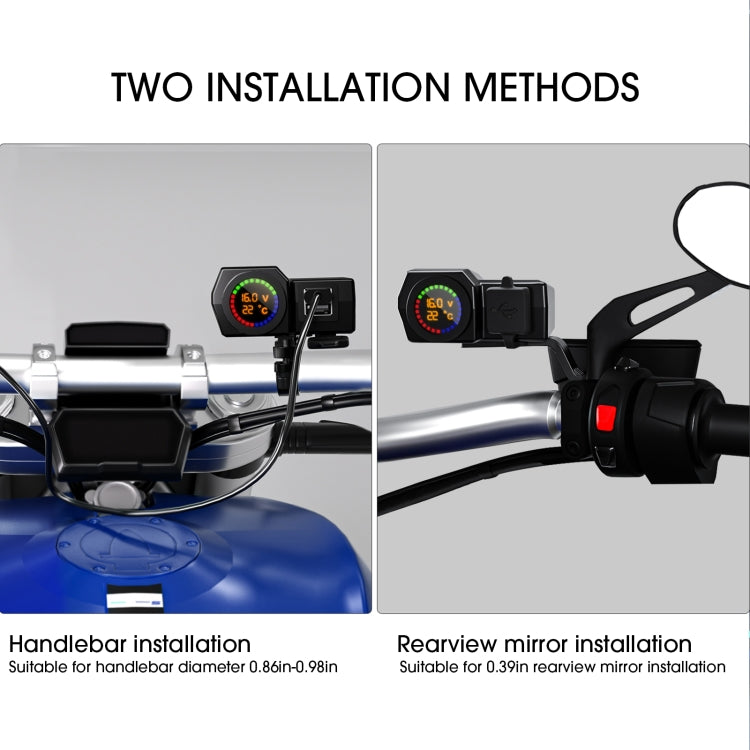 WUPP CS-1747A1 Motorcycle Voltage Temperature Digital Display Double USB Phone Charger - Battery Charger by WUPP | Online Shopping UK | buy2fix