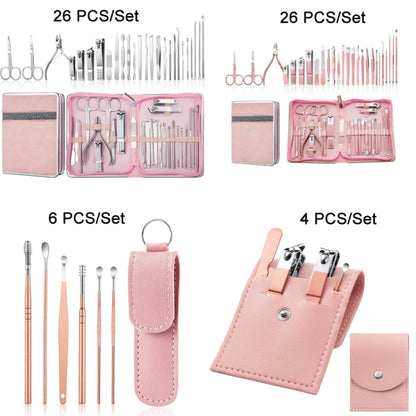 Stainless Steel Nail Clipper Set Beauty Eyebrow Trimmer, Color: 6 PCS/Set (Pink) - Nail Clipper by buy2fix | Online Shopping UK | buy2fix