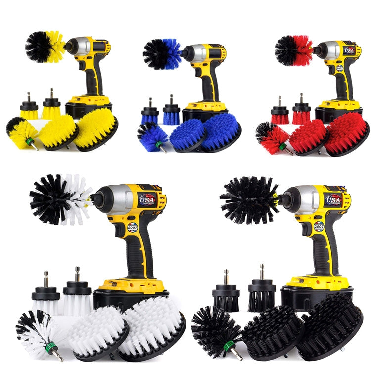 6 PCS / Set Electric Drill Head Car Tire Floor Crevice Cleaning Brush(White) - In Car by buy2fix | Online Shopping UK | buy2fix