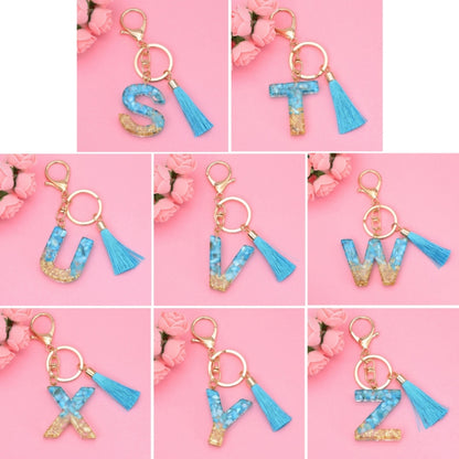 2 PCS English Alphabet Epoxy Tassel Keychain Bag Pendant(U) - In Car by buy2fix | Online Shopping UK | buy2fix