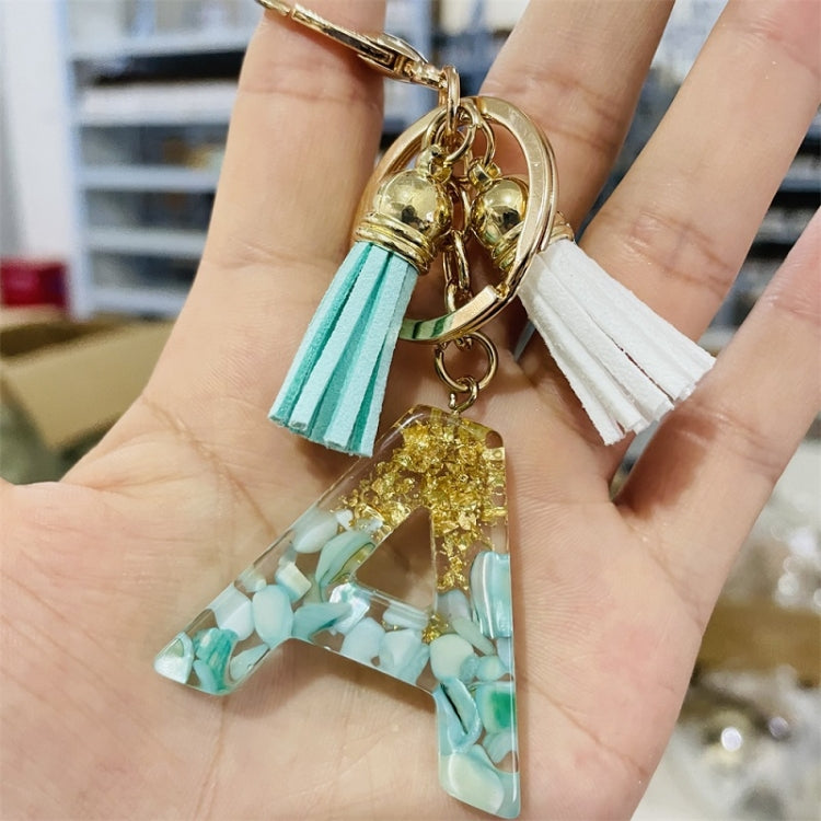 2 PCS Gold Foil English Letter Tassel Keychain Bag Decoration Pendant(P) - In Car by buy2fix | Online Shopping UK | buy2fix