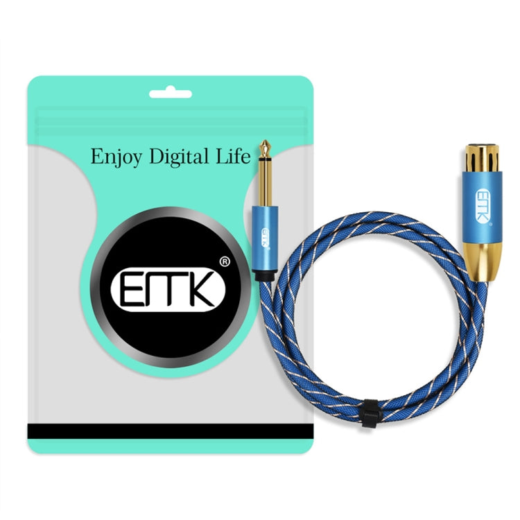 EMK KN603 2Pin 6.5mm Canon Line Balanced Audio Microphone Line,Cable Length: 1.5m(Blue) - Microphone Audio Cable & Connector by EMK | Online Shopping UK | buy2fix