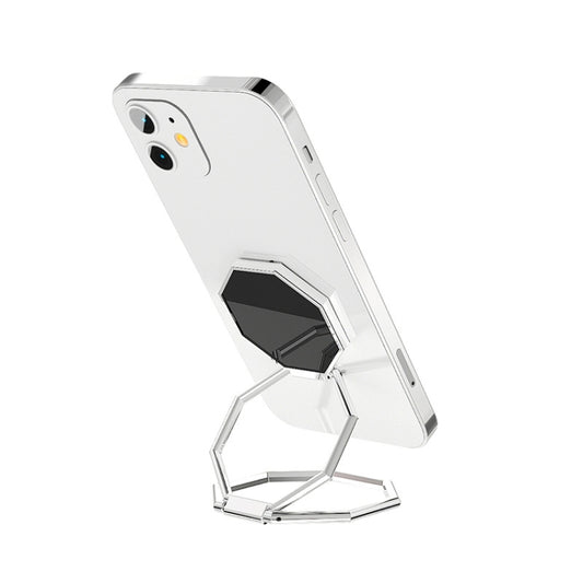Metal Ring Buckle Live Rotating Magnetic Suction Car Desktop Tablet Folding Phone Bracket(Silver) - Desktop Holder by buy2fix | Online Shopping UK | buy2fix
