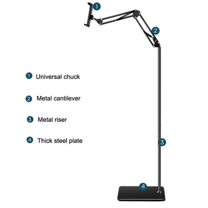 135cm Cantilever Floor Model Mobile Phone Live Broadcast Bedside Lifting Bracket - Lazy Bracket by buy2fix | Online Shopping UK | buy2fix