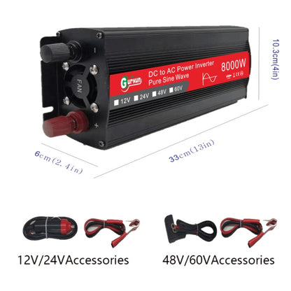 Gurxun 8000W High Power Household Car Sine Wave Inverter, Specification: 24V To 220V - Pure Sine Wave by Gurxun | Online Shopping UK | buy2fix