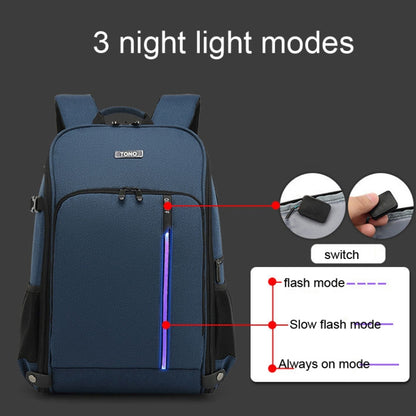 TONO LED Light SLR Digital Camera Backpack With USB Port(Blue) - Backpack by TONO | Online Shopping UK | buy2fix