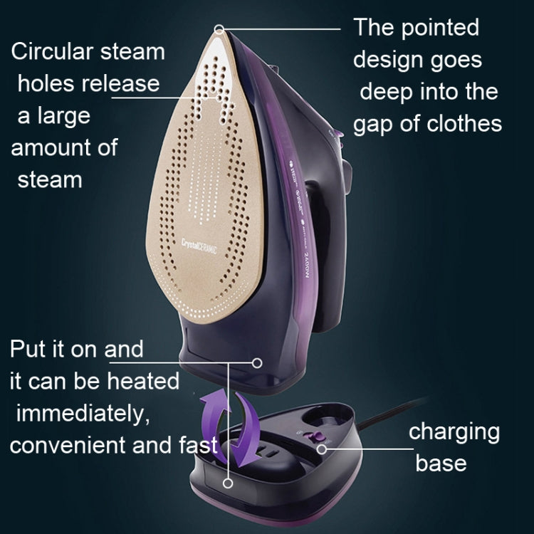 2400W Household Wireless Iron Handheld Steam Iron Garment Steamer,EU Plug(Purple) - Home & Garden by buy2fix | Online Shopping UK | buy2fix