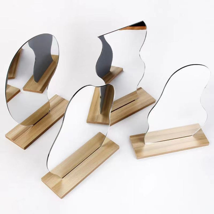 Irregular Acrylic Mirror With Wooden Base Photo Props(Water Wave) - Camera Accessories by buy2fix | Online Shopping UK | buy2fix