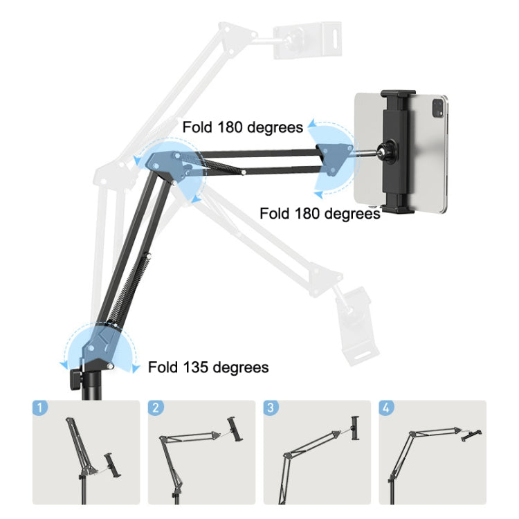 SSKY L10 Home Cantilever Ground Phone Holder Tablet Support Holder, Style: Retractable (Black) - Lazy Bracket by SSKY | Online Shopping UK | buy2fix