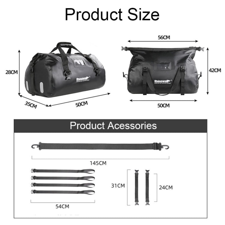 Rhinowalk MT20450 45L Large Capacity Portable Waterproof Motorcycle Tail Bag(Black) - Bags & Luggages by Rhinowalk | Online Shopping UK | buy2fix