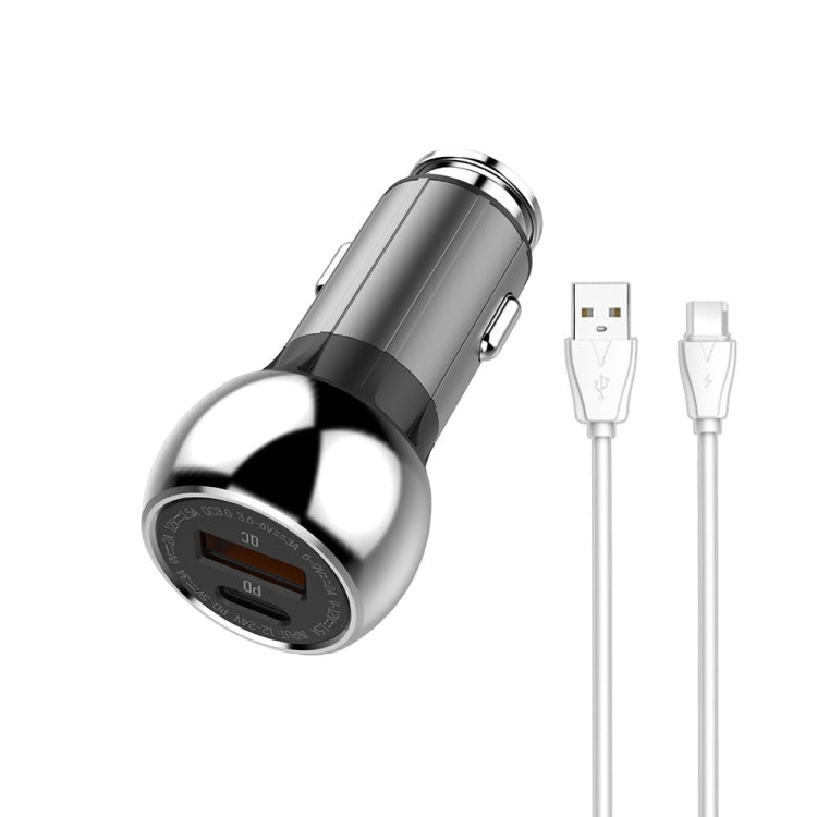 LDNIO C1 36W PD + QC 3.0 Car Fast Charger High Power Smart USB Car Charger with Micro USB Cable - Car Charger by LDNIO | Online Shopping UK | buy2fix