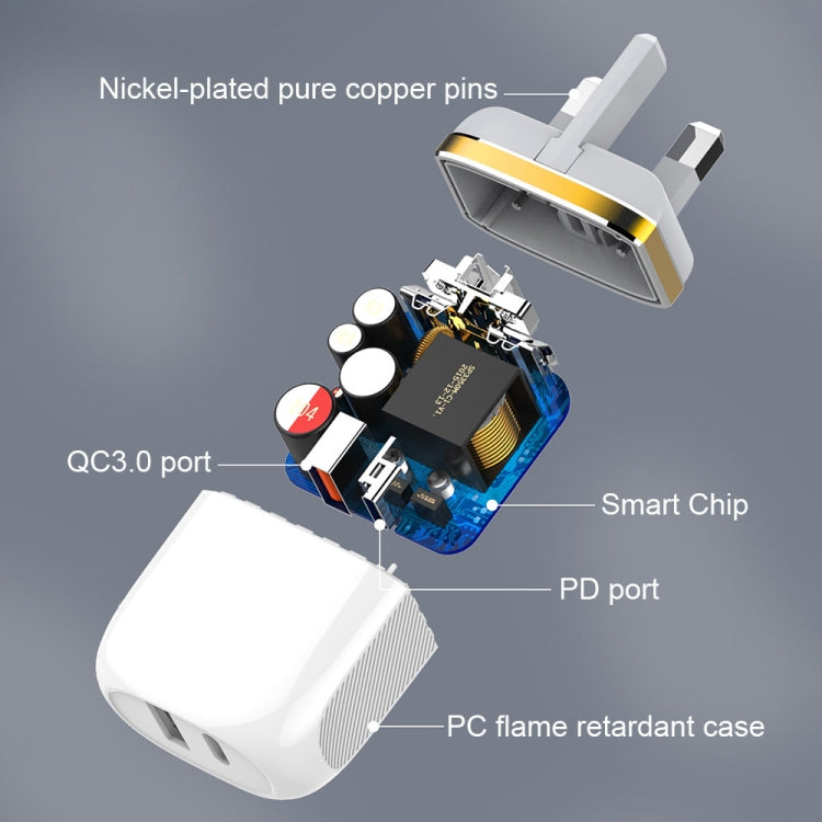 LDNIO A2316C 20W PD+QC 3.0 Phone USB Multi-hole Fast Charger UK Plug with Type-C to 8 Pin Cable - Mobile Accessories by LDNIO | Online Shopping UK | buy2fix