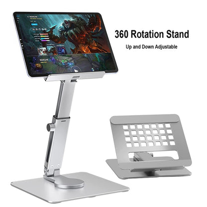 JUNDNE H06 Desktop Folding Phone Stand Portable Telescopic Rotary Tablet Stand(Deep Grey) - Laptop Stand by JUNDNE | Online Shopping UK | buy2fix