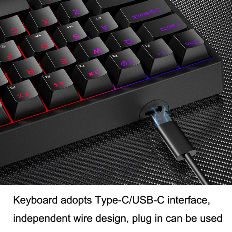 LEAVEN K620 61 Keys Hot Plug-in Glowing Game Wired Mechanical Keyboard, Cable Length: 1.8m, Color: Black White Red Shaft - Wired Keyboard by LEAVEN | Online Shopping UK | buy2fix