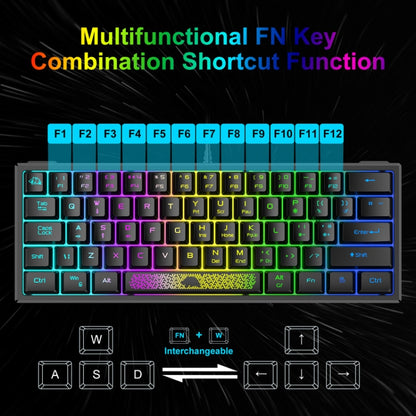 ZIYOULANG K61 62 Keys Game RGB Lighting Notebook Wired Keyboard, Cable Length: 1.5m(Black) - Wired Keyboard by ZIYOULANG | Online Shopping UK | buy2fix