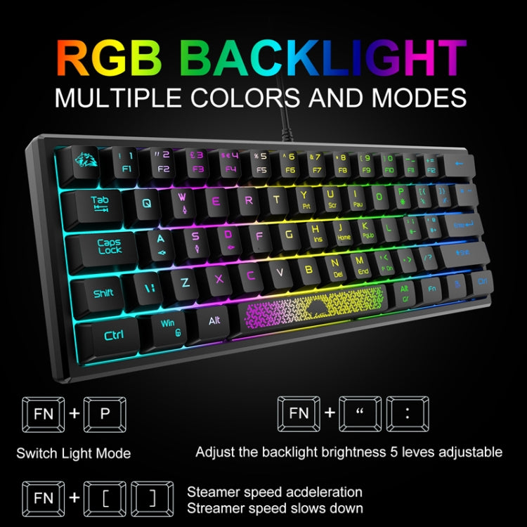 ZIYOULANG K61 62 Keys Game RGB Lighting Notebook Wired Keyboard, Cable Length: 1.5m(Black White) - Wired Keyboard by ZIYOULANG | Online Shopping UK | buy2fix