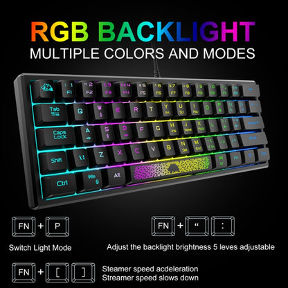 ZIYOULANG K61 62 Keys Game RGB Lighting Notebook Wired Keyboard, Cable Length: 1.5m(Blue) - Wired Keyboard by ZIYOULANG | Online Shopping UK | buy2fix