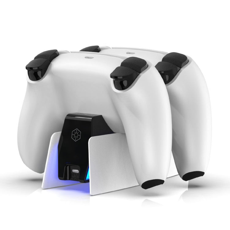 HONCAM For PS5 Gamepad Charger Dual Dock Charger(White) - Charger & Power by HONCAM | Online Shopping UK | buy2fix