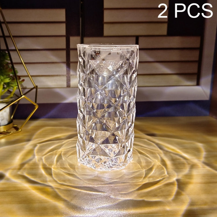 2 PCS SF-001A 1.5V Rose Ambient Light Bedside Crystal LED Desk Lamp, Color: White Light -  by buy2fix | Online Shopping UK | buy2fix