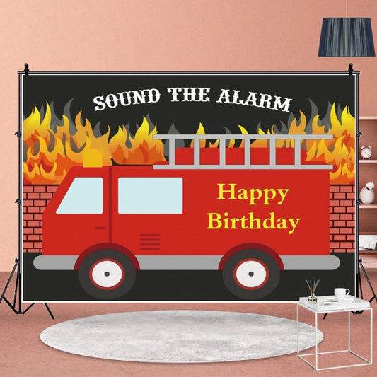 1.5x1m Fire Engine Happy Birthday Party Scene Backdrop for Photojournalism(MDU04232) - Camera Accessories by buy2fix | Online Shopping UK | buy2fix