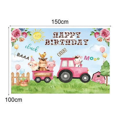 1.5m x 1m Cartoon Farm Animals Photography Backdrop Birthday Party Background Decoration(MDM10761) - Camera Accessories by buy2fix | Online Shopping UK | buy2fix