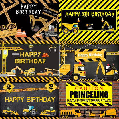 1.2m x 0.8m Construction Vehicle Series Happy Birthday Photography Background Cloth(11604070) - Camera Accessories by buy2fix | Online Shopping UK | buy2fix