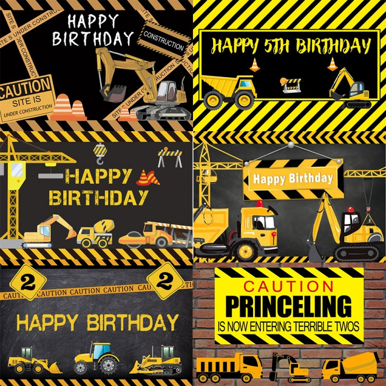 1.2m x 0.8m Construction Vehicle Series Happy Birthday Photography Background Cloth(11306286) - Camera Accessories by buy2fix | Online Shopping UK | buy2fix