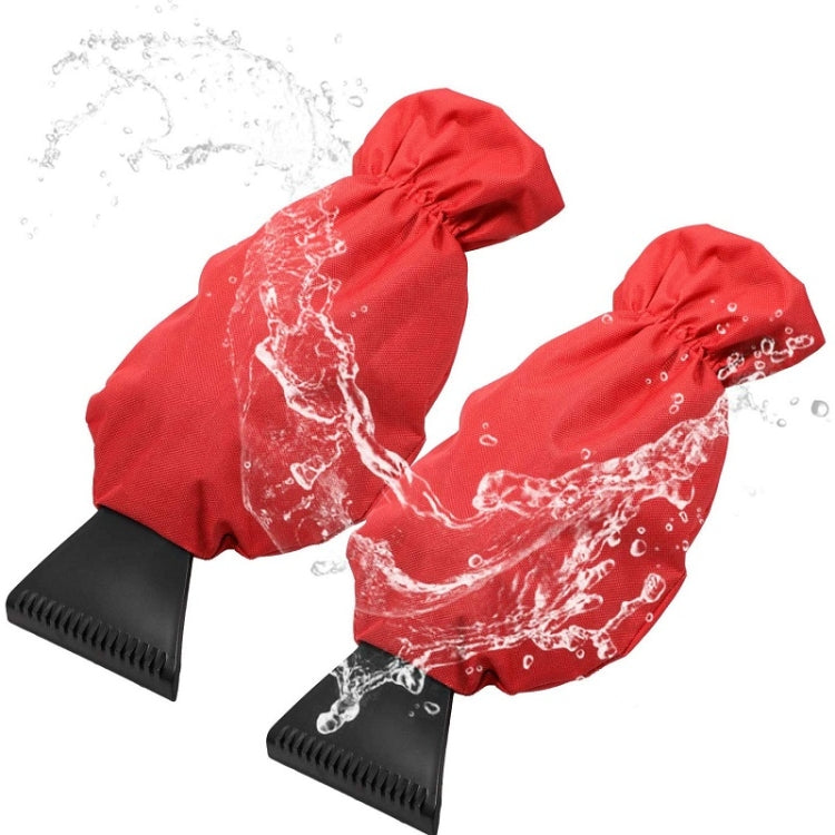 2pcs Winter Warm Car Snow Shoveling Gloves Deicing Snow Scraper(Red) - In Car by buy2fix | Online Shopping UK | buy2fix